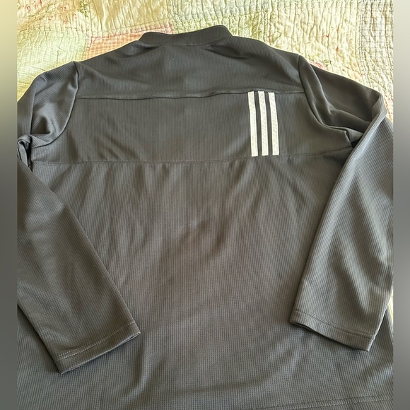 Adidas Black and White Three Stripes Double Knit Quarter Zip Pullover - Picture 8 of 11